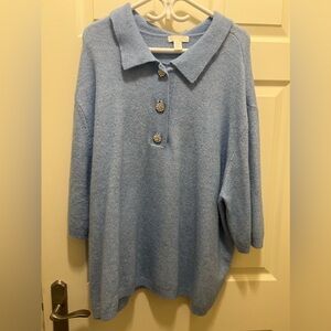 H&M blue knit shirt 
Size: XL
Color: Baby Light blue